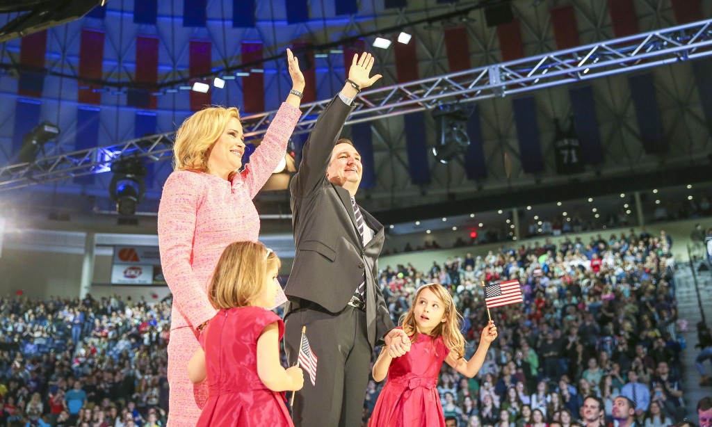Ted Cruz, the first official 2016 presidential candidate, shares stage with his wife and children. Photo credit: Courtney Russo