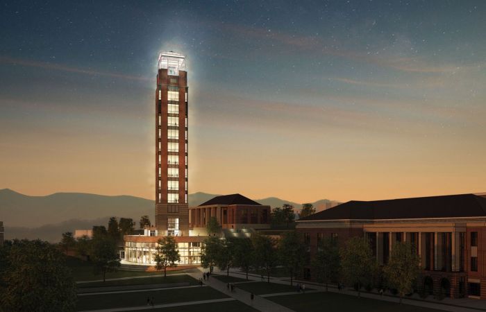 A rendering of Liberty University's forthcoming Independence Tower.