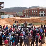 Members of Liberty's administration joined faculty, staff, and students of the School of Music to celebrate the groundbreaking of the new Center for Music and the Worship Arts on April 11.