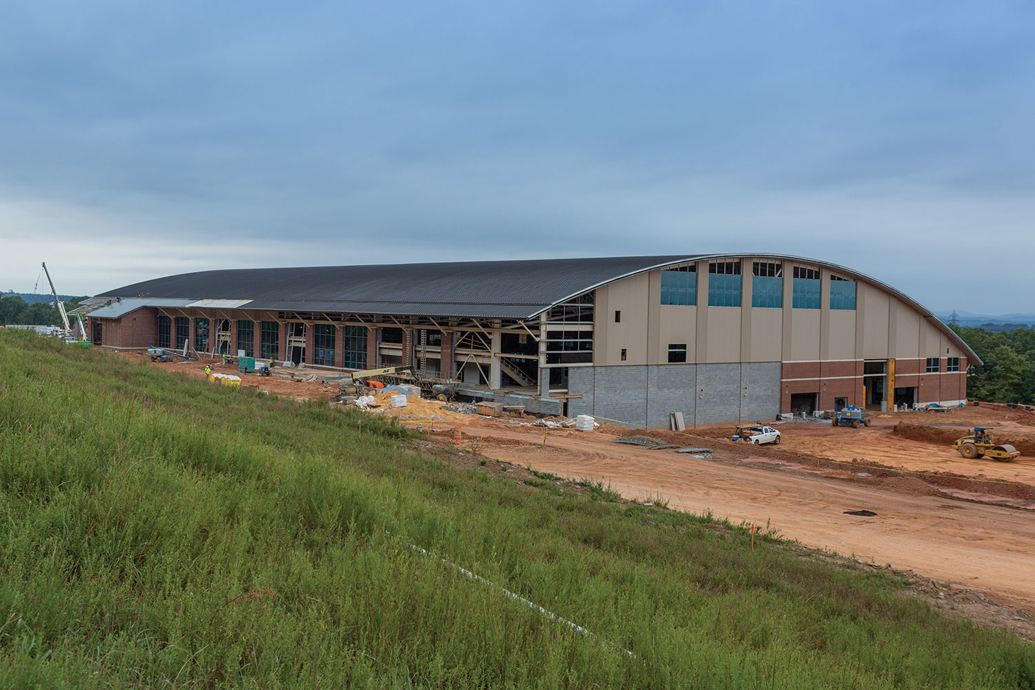 Construction progresses on Liberty University's indoor track and natatorium facility.