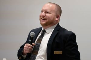 Michael S. Price, PhD, gives remarks of appreciation and recognition to LUCOM student-doctors for their research work leading up to Research Day on Friday, Jan. 7, 2022.