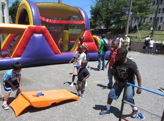 Children play during the Crossover outreach event.