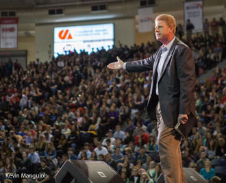 Pastor Jonathan Falwell speaks at Liberty University Convocation.