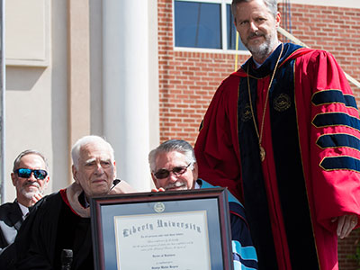 George Rogers receives and honorary doctorate from Liberty University.