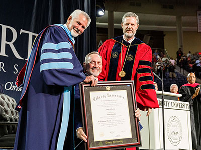 Tim Lee receives and honorary doctorate from Liberty University.