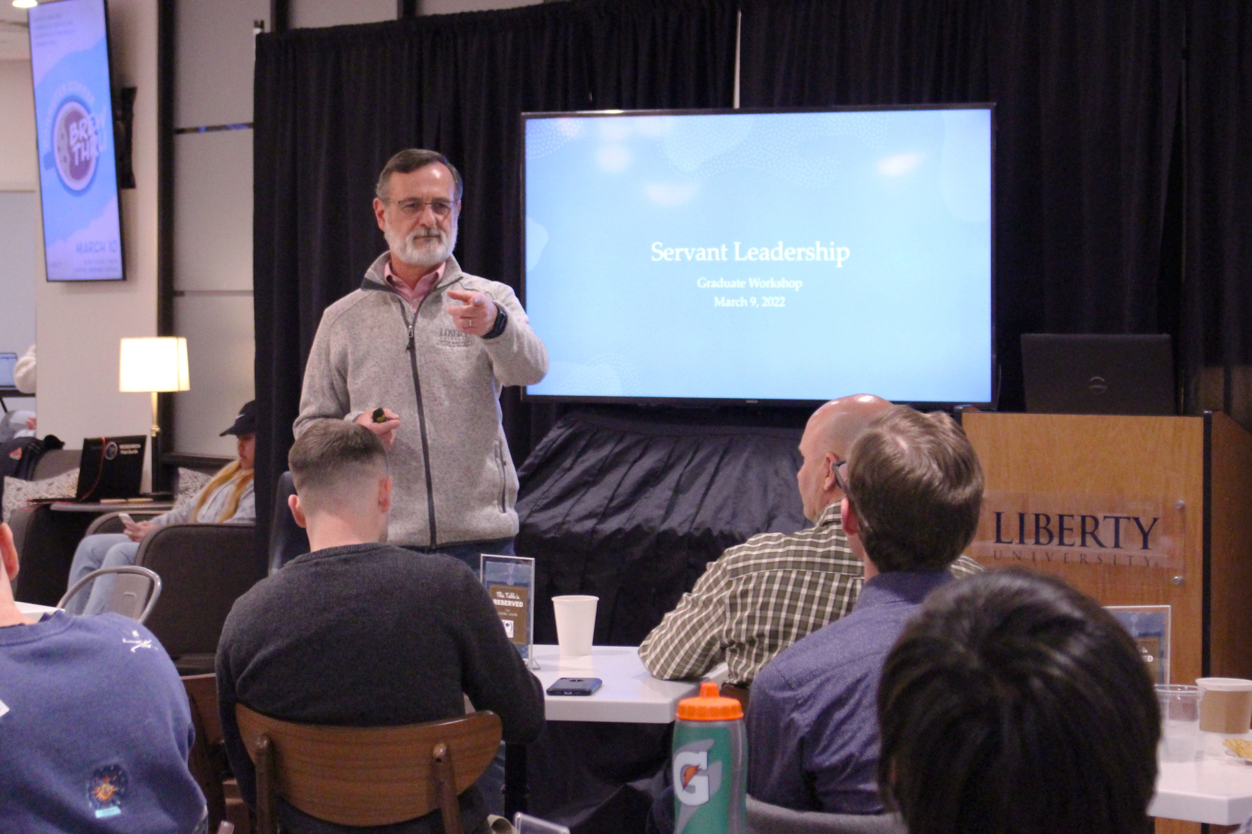 Divinity professor Mark Allen speaking at a Servant Leadership Workshop